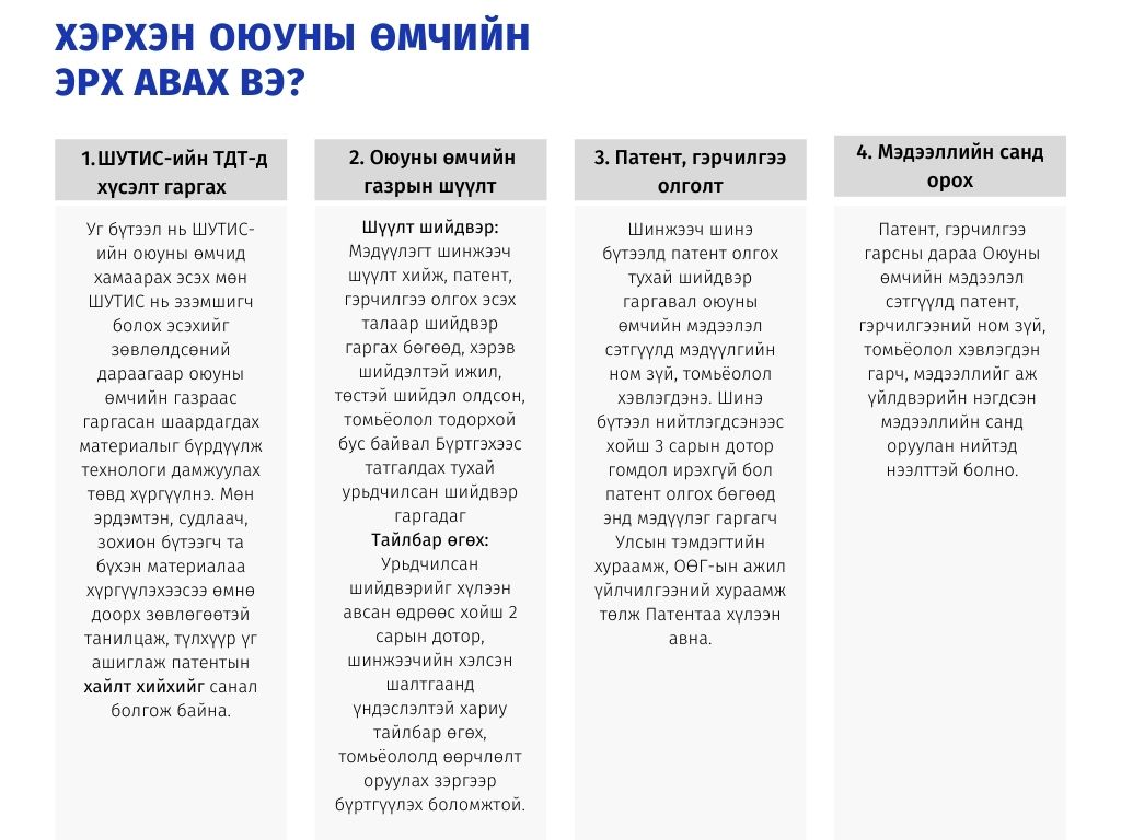 Оюуны өмчийн бүртгэлийн процесс